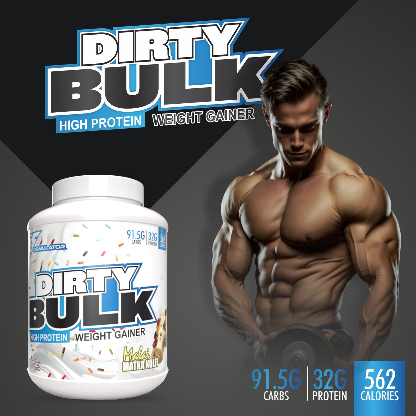 TF Dirty Bulk Weight Gainer | 32g Protein | 91.5g Carb | 3 kg