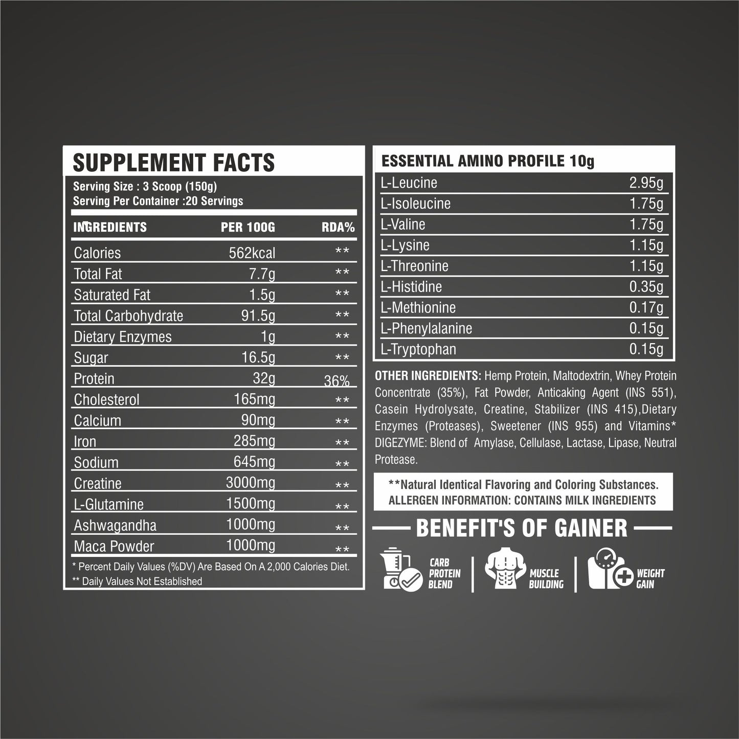 TF Dirty Bulk Weight Gainer | 32g Protein | 91.5g Carb | 3 kg
