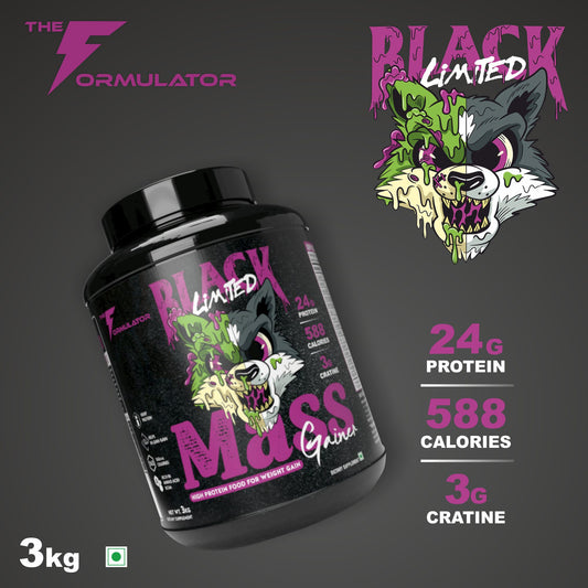 TF Black Limited Mass Gainer | 24g Protein | 3g Creatine | 588 Calories | 3 Kg