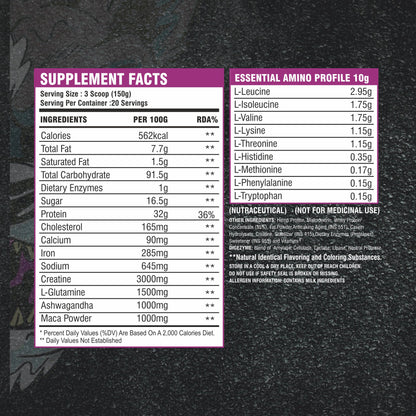 TF Black Limited Mass Gainer | 24g Protein | 3g Creatine | 588 Calories | 3 Kg