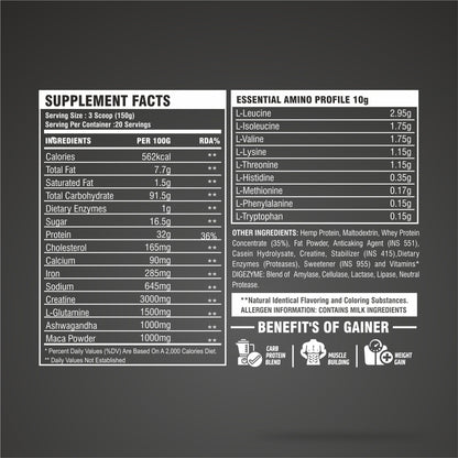 TF Dirty Bulk Weight Gainer | 32g Protein | 91.5g Carb | 3 kg