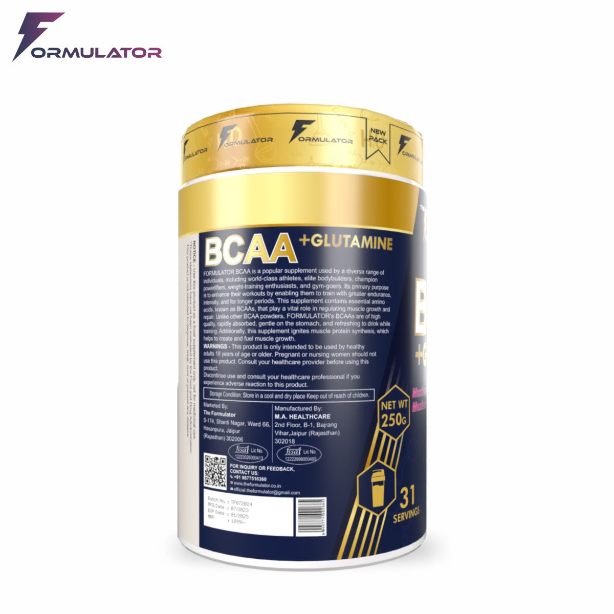 BCAA + GLUTAMINE 250 GM - MDRIVEMEN